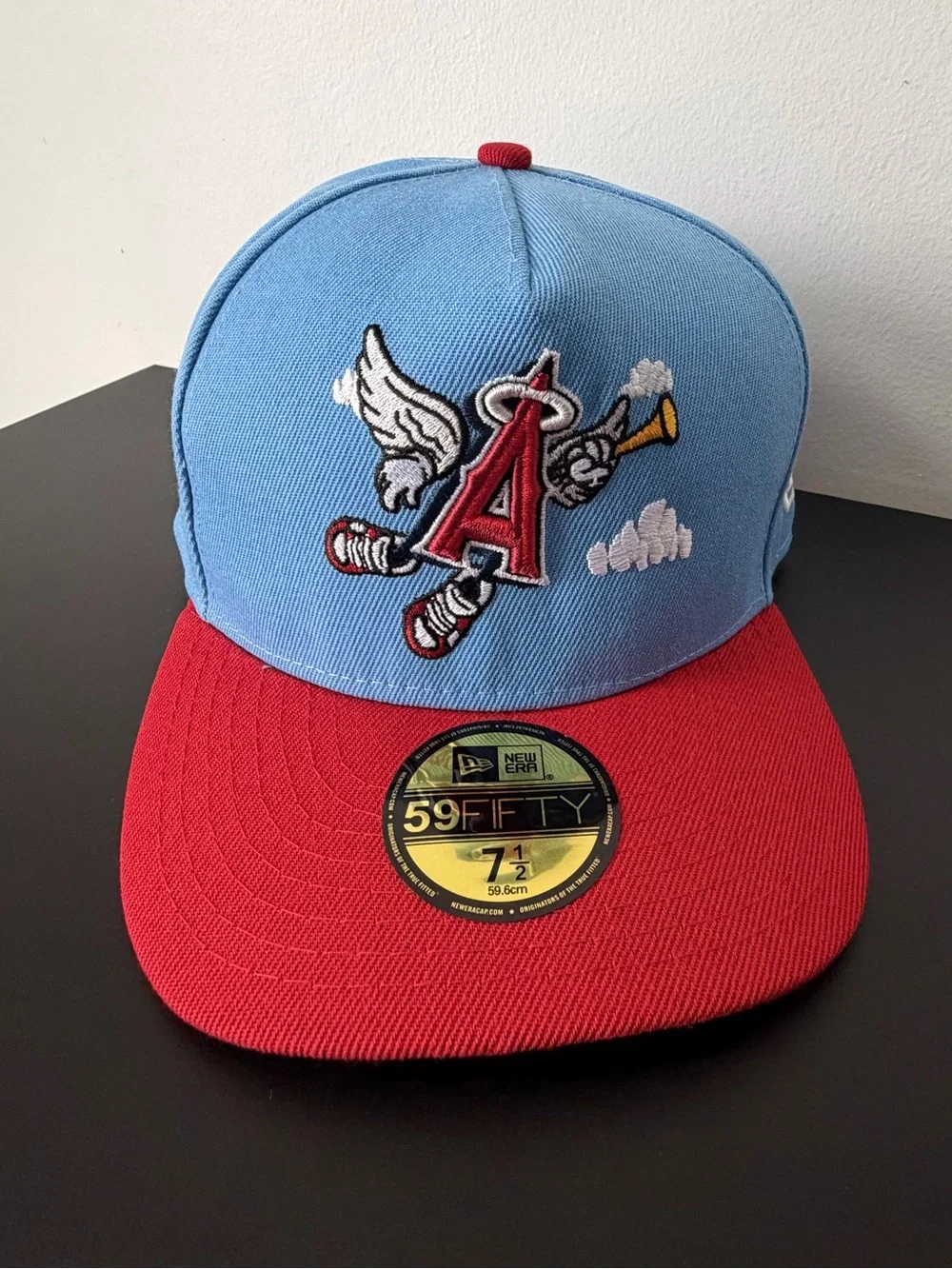 New Era Light Blue Crown Red Visor Angels 'A' Logo 59FIFTY